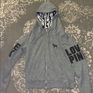 Grey LOVE PINK hoodie